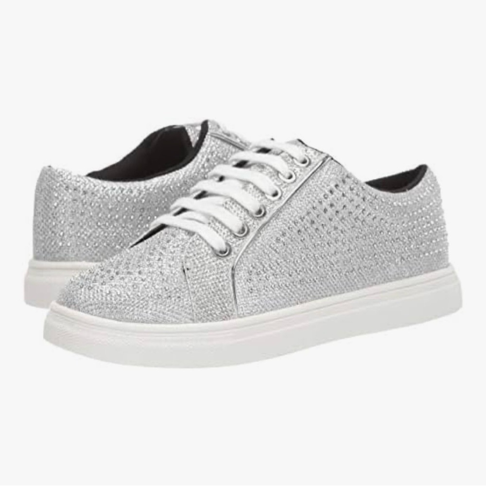Jewel Badgley Mischka “Ryan” Silver Crystal Embellished Sneaker Size 5.5